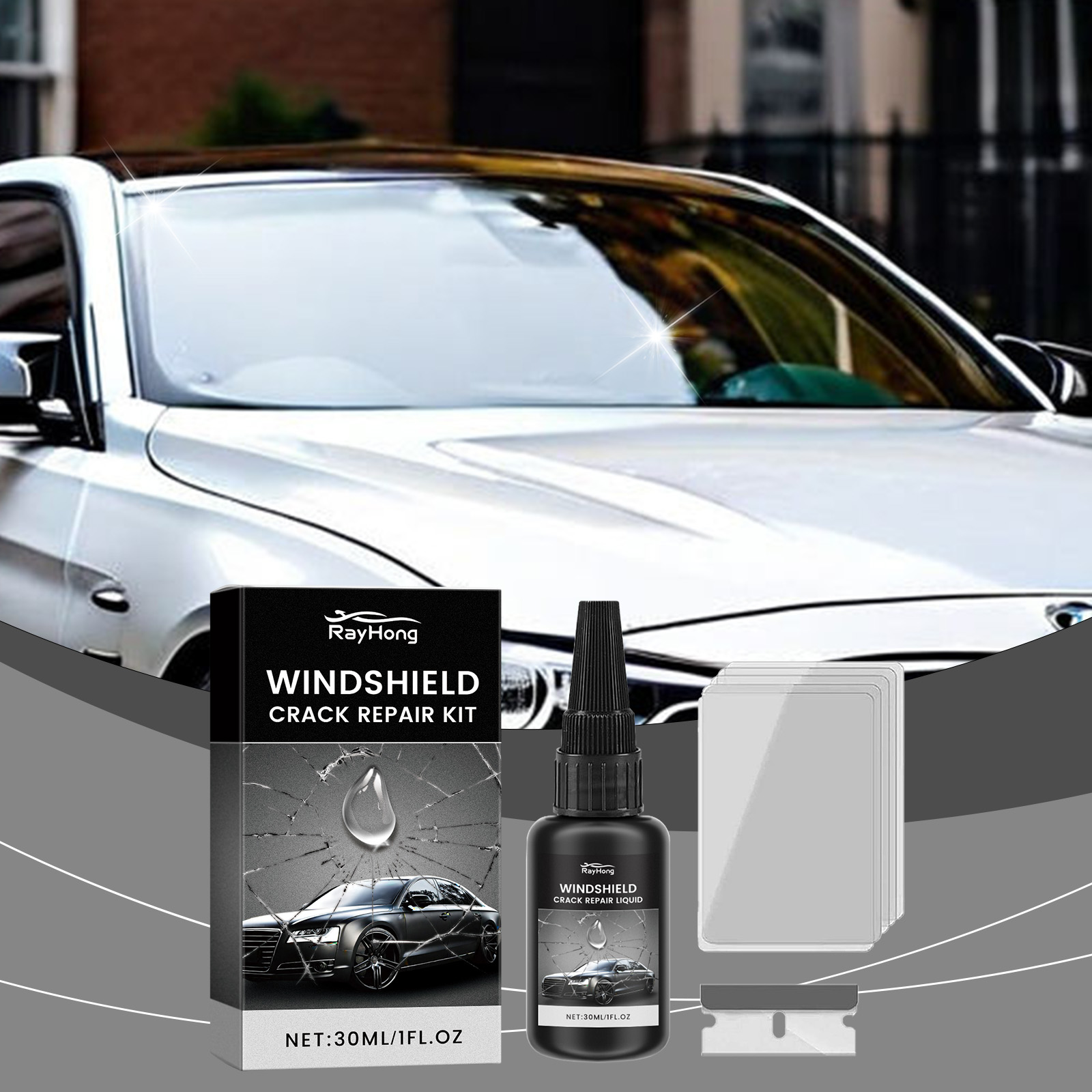Liquid Uv Glue Kit - Colla per la riparazione dei parabrezza